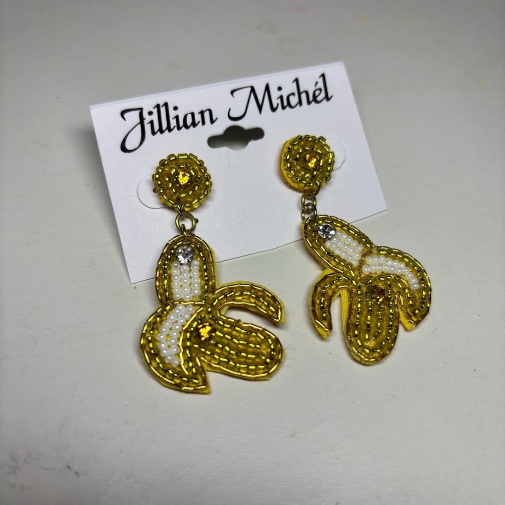 Jillian Michel Beaded Banana Earrings NWT